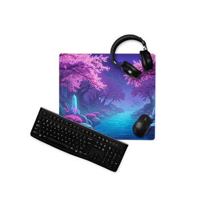 Vaporwave Crystal Skyline Mouse Pad - Gaming Mouse Pad Pink Purple Blue Desk Vaporwave Dreamy Neon Mood Digital Art