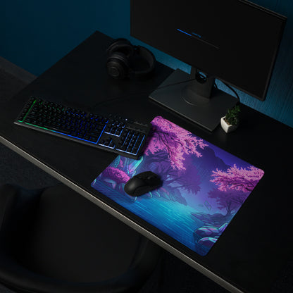 Vaporwave Crystal Skyline Mouse Pad - Gaming Mouse Pad Pink Purple Blue Desk Vaporwave Dreamy Neon Mood Digital Art