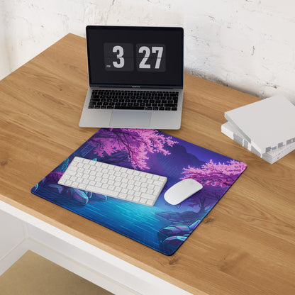 Vaporwave Crystal Skyline Mouse Pad - Gaming Mouse Pad Pink Purple Blue Desk Vaporwave Dreamy Neon Mood Digital Art