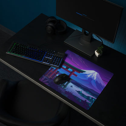 Vaporwave Neon Mount Fuji Mouse Pad - Mouse Pad Purple Pink Blue Vaporwave Dreamy Mood Retro Neon Digital Art