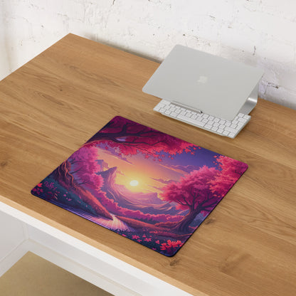Vaporwave Sunset Forest Mouse Pad - Mouse Pad Purple Pink Sunset Desk Setup Vaporwave Dreamy Retro Neon Aesthetic Anime Digital Art