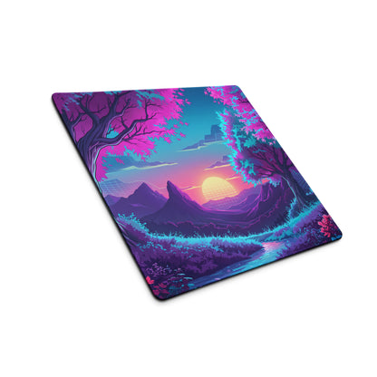 Vaporwave Neon Gaming Mouse Pad - Gaming Mouse Pad Purple Pink Blue Dreamy Vaporwave Retro Futurism Esports Desk Mat