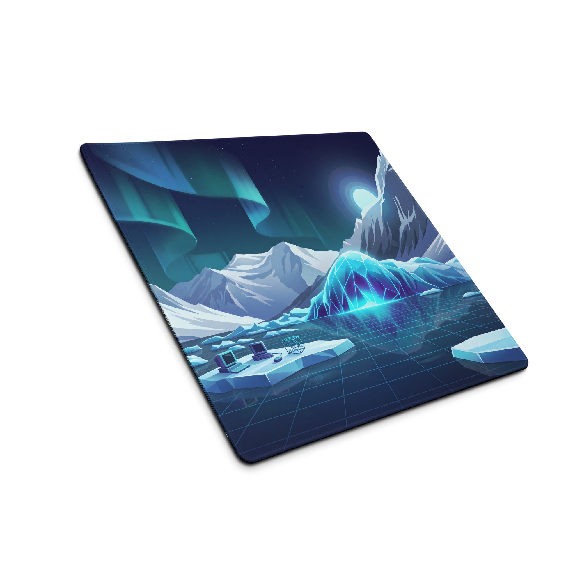 Glacial Neon Vaporwave Mouse Pad - Mouse Pad Glacial Blue Gaming Vaporwave Neon Dreamy Atmosphere Retro Futuristic