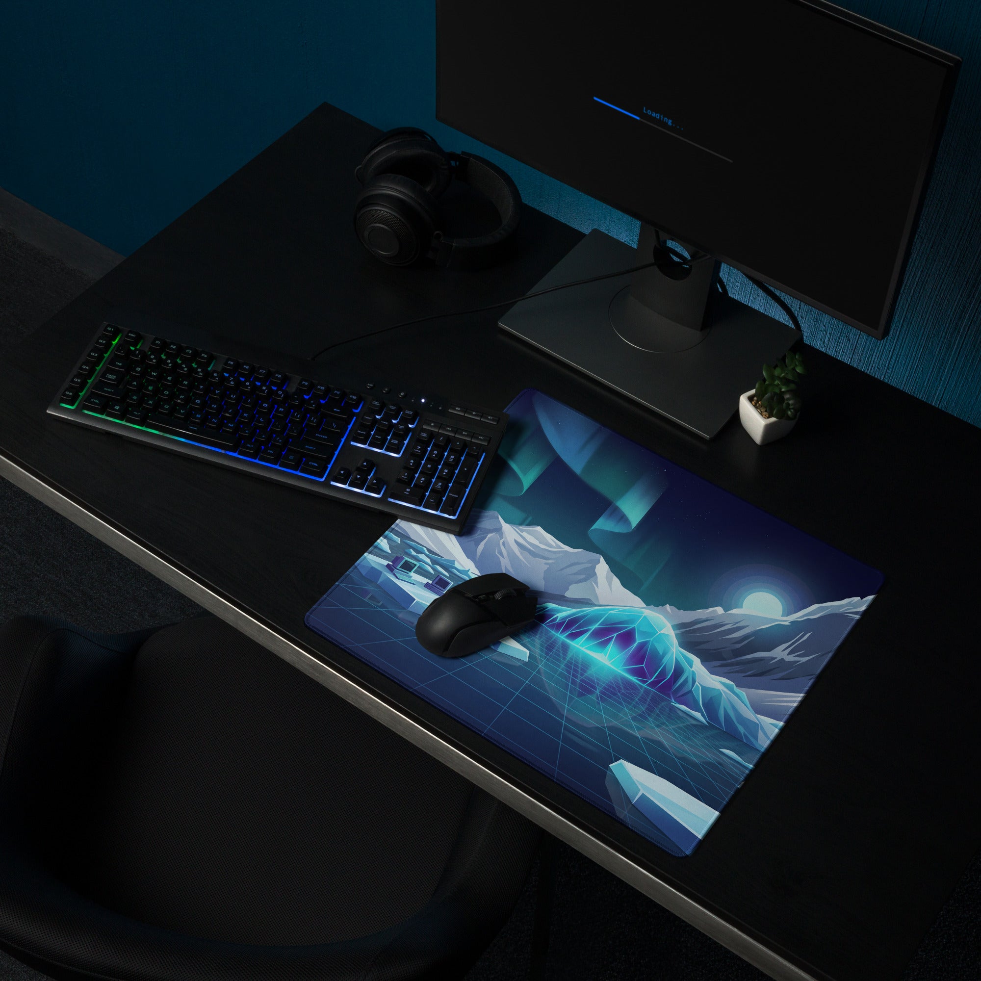 Glacial Neon Vaporwave Mouse Pad - Mouse Pad Glacial Blue Gaming Vaporwave Neon Dreamy Atmosphere Retro Futuristic