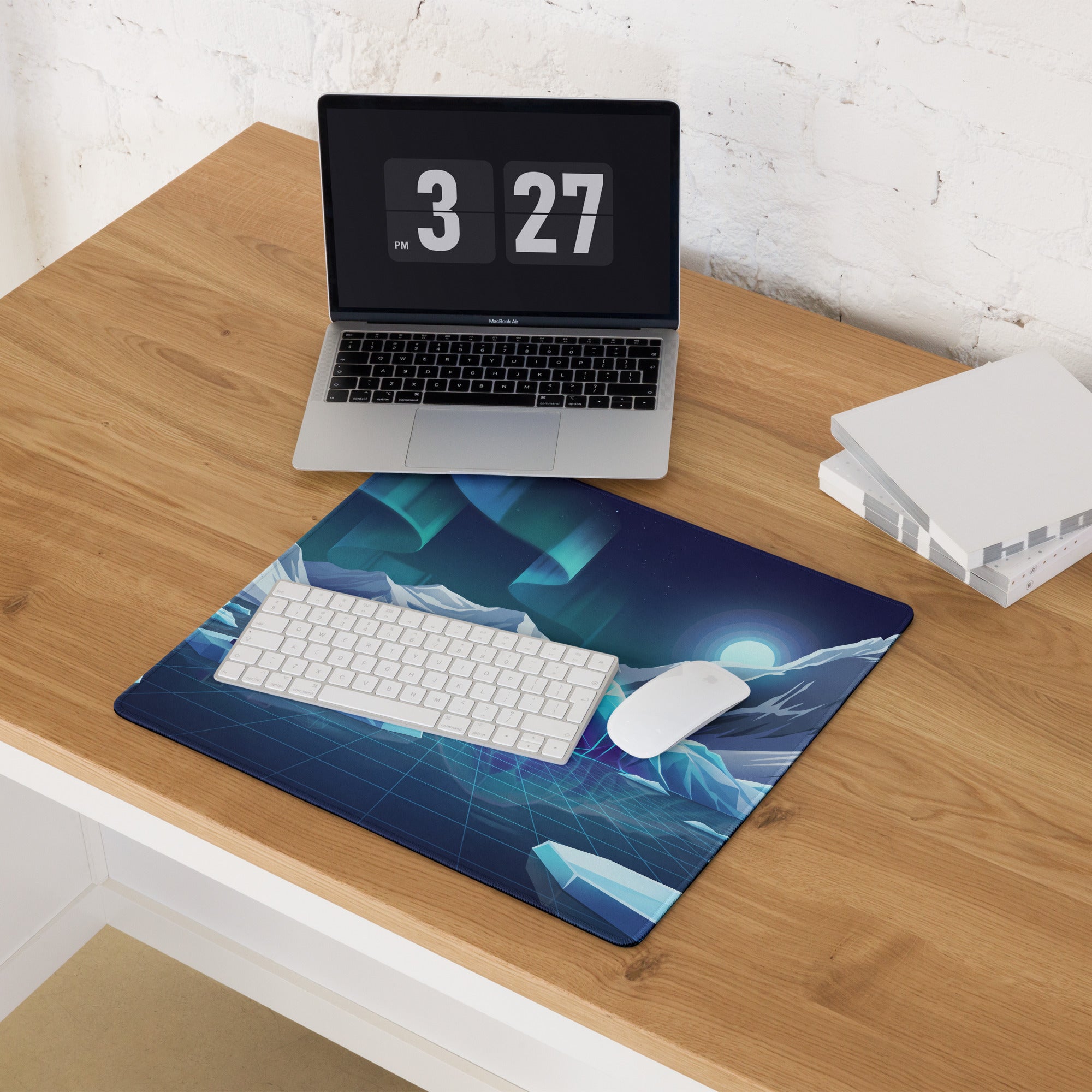 Glacial Neon Vaporwave Mouse Pad - Mouse Pad Glacial Blue Gaming Vaporwave Neon Dreamy Atmosphere Retro Futuristic