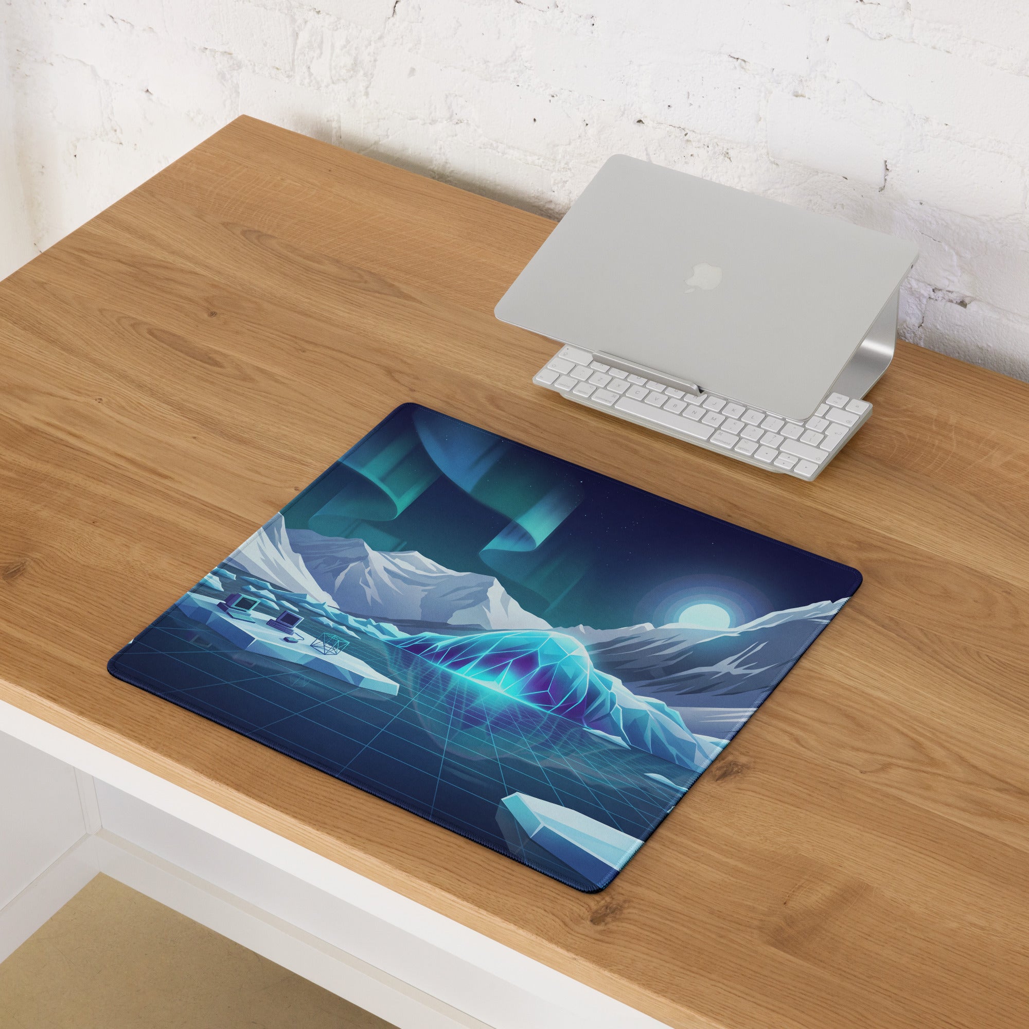 Glacial Neon Vaporwave Mouse Pad - Mouse Pad Glacial Blue Gaming Vaporwave Neon Dreamy Atmosphere Retro Futuristic
