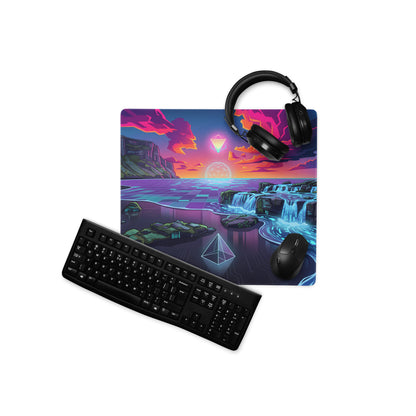 Vaporwave Neon Pad For Gaming - Mouse Pad Neon Pink Blue For Gaming Vaporwave Dreamy Neon Mood Retro Decor Digital Art