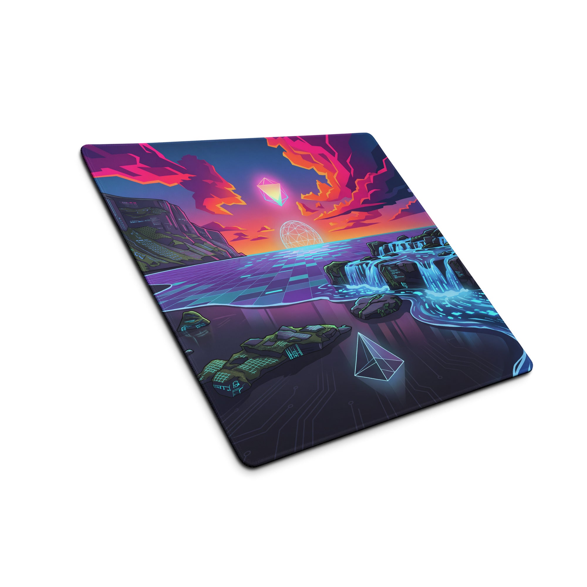 Vaporwave Neon Pad For Gaming - Mouse Pad Neon Pink Blue For Gaming Vaporwave Dreamy Neon Mood Retro Decor Digital Art