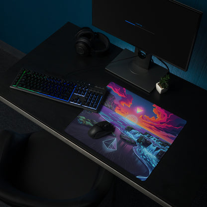 Vaporwave Neon Pad For Gaming - Mouse Pad Neon Pink Blue For Gaming Vaporwave Dreamy Neon Mood Retro Decor Digital Art
