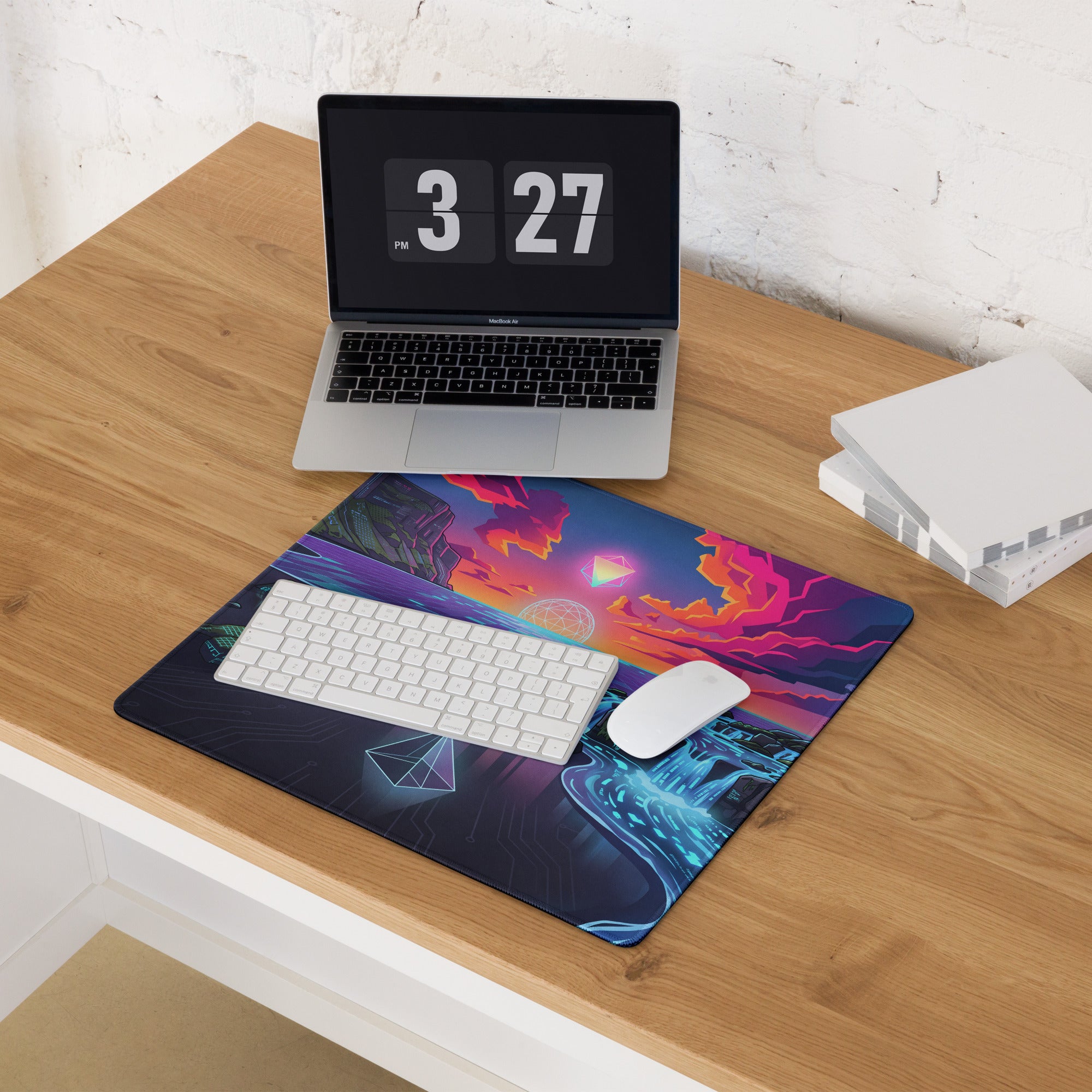 Vaporwave Neon Pad For Gaming - Mouse Pad Neon Pink Blue For Gaming Vaporwave Dreamy Neon Mood Retro Decor Digital Art