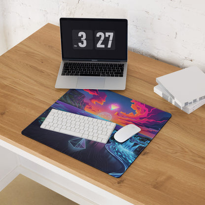 Vaporwave Neon Pad For Gaming - Mouse Pad Neon Pink Blue For Gaming Vaporwave Dreamy Neon Mood Retro Decor Digital Art
