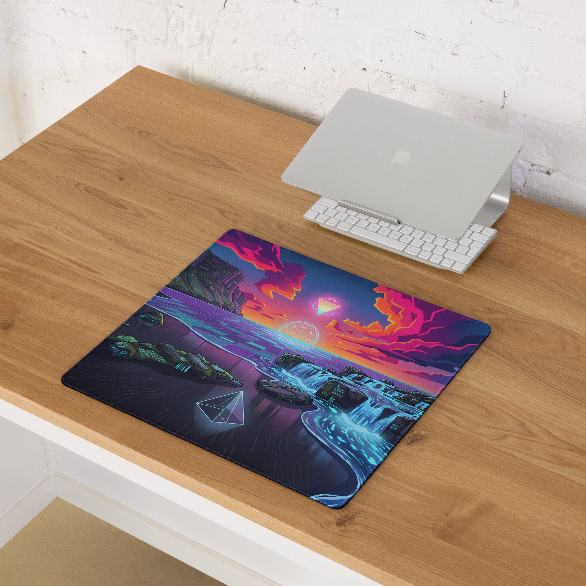 Vaporwave Neon Pad For Gaming - Mouse Pad Neon Pink Blue For Gaming Vaporwave Dreamy Neon Mood Retro Decor Digital Art
