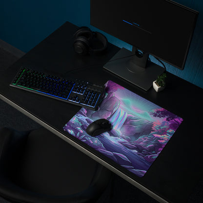 Vaporwave Neon Landscape Mouse Pad - Gaming Mouse Pad Neon Purple Pink Dreamy Mood Cyberpunk Desk Mat Digital Artwork
