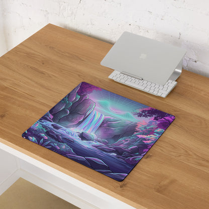 Vaporwave Neon Landscape Mouse Pad - Gaming Mouse Pad Neon Purple Pink Dreamy Mood Cyberpunk Desk Mat Digital Artwork