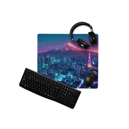 Neon Vaporwave City Mouse Pad - Mouse Pad Blue Purple Teal Vaporwave Desk Nostalgic Neon Cyberpunk Digital