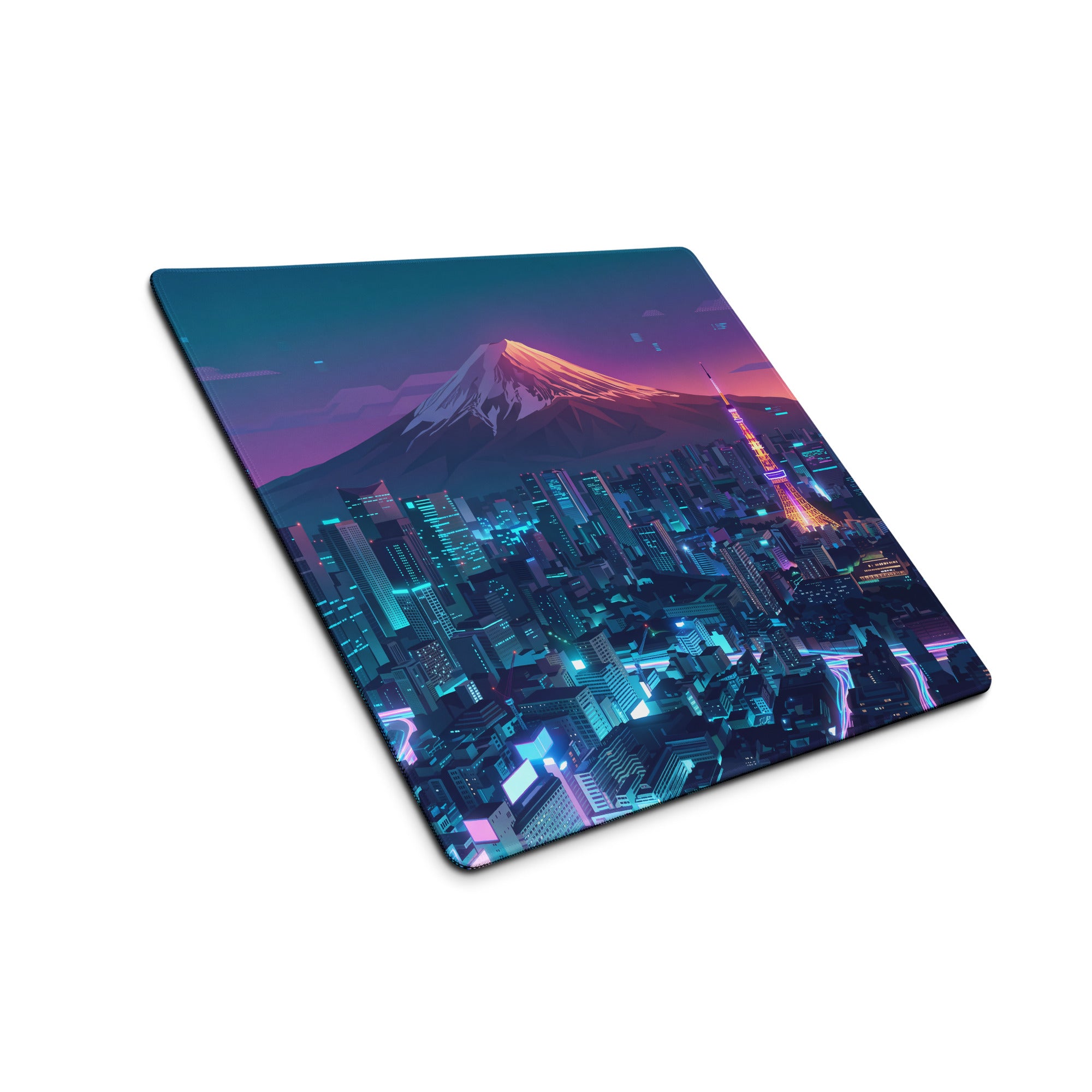 Neon Vaporwave City Mouse Pad - Mouse Pad Blue Purple Teal Vaporwave Desk Nostalgic Neon Cyberpunk Digital