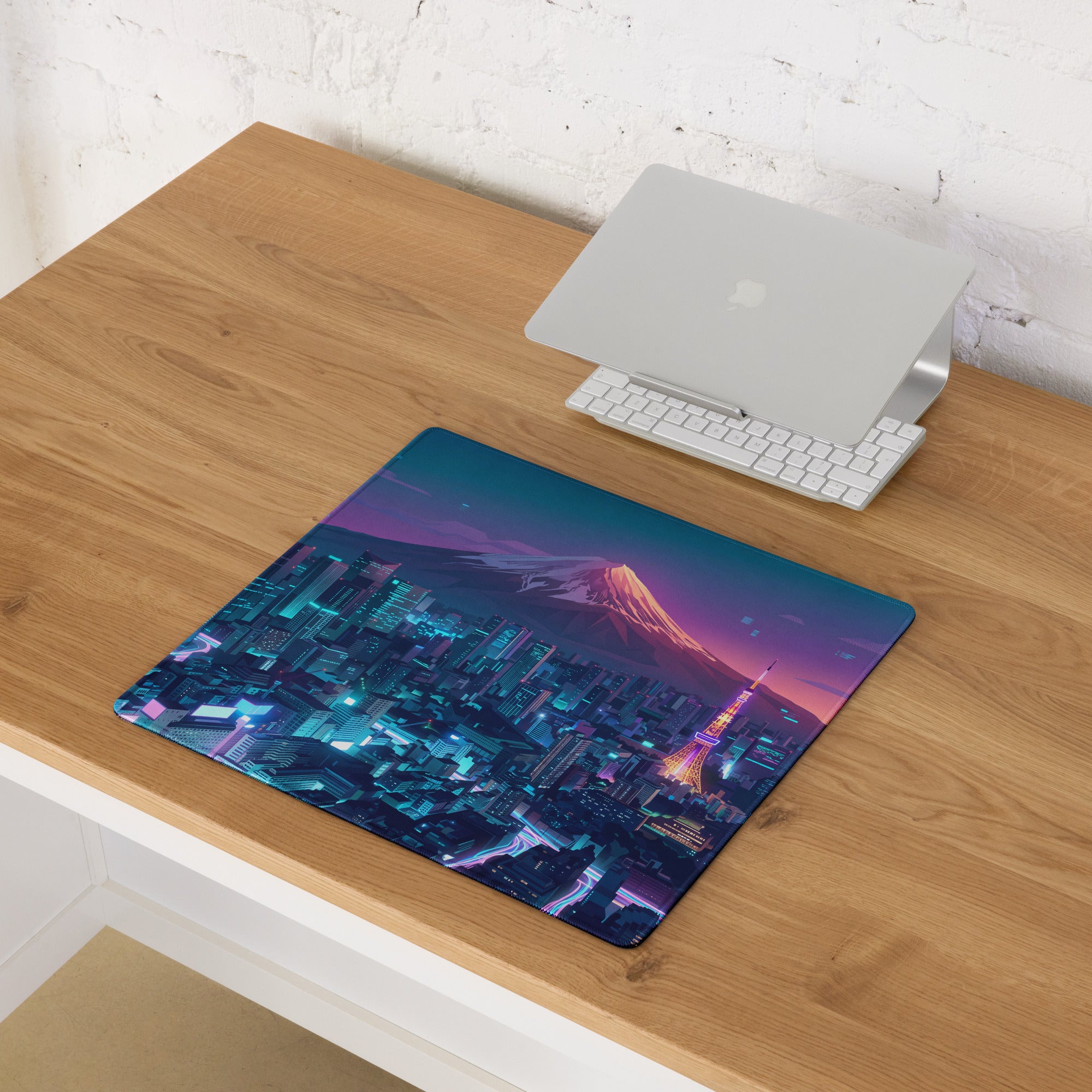 Neon Vaporwave City Mouse Pad - Mouse Pad Blue Purple Teal Vaporwave Desk Nostalgic Neon Cyberpunk Digital