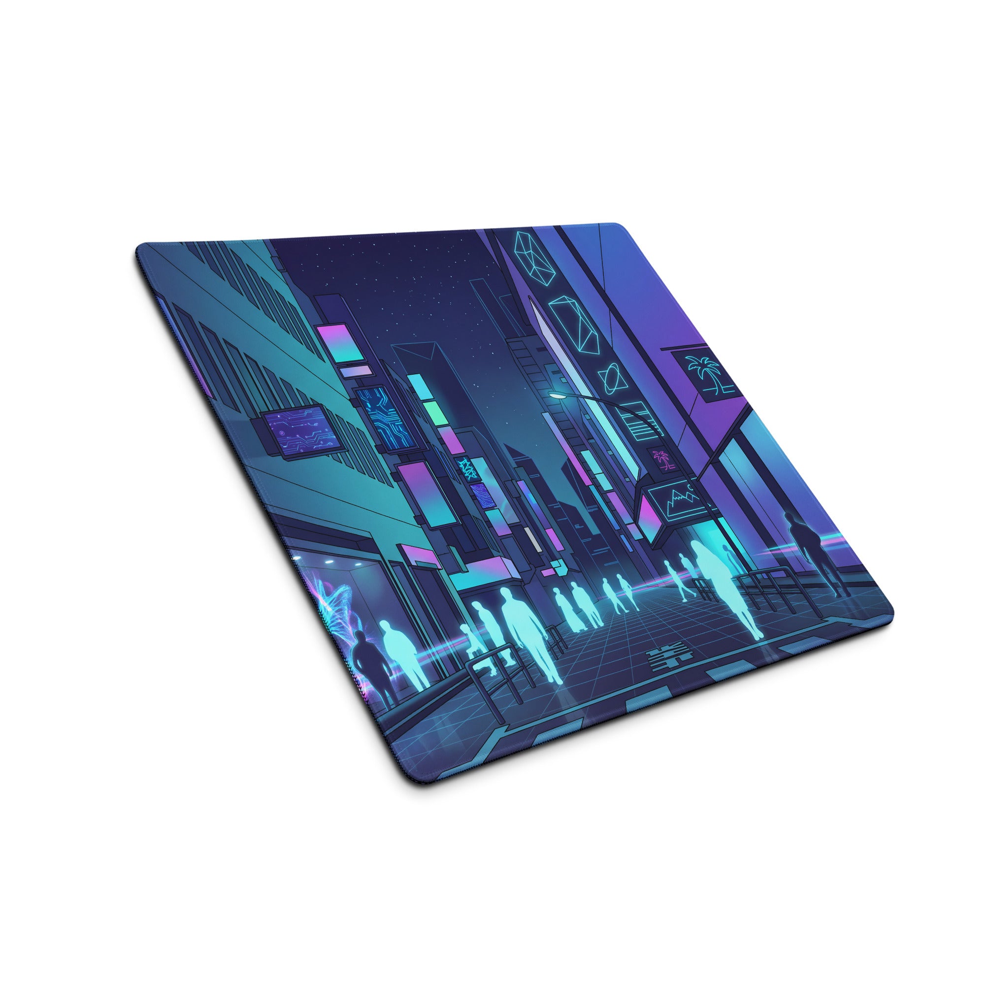Vaporwave Neon City Mouse Pad - City Mouse Pad Purple Blue Desk Vaporwave Nostalgic Neon Chic Desk Decor Digital Art