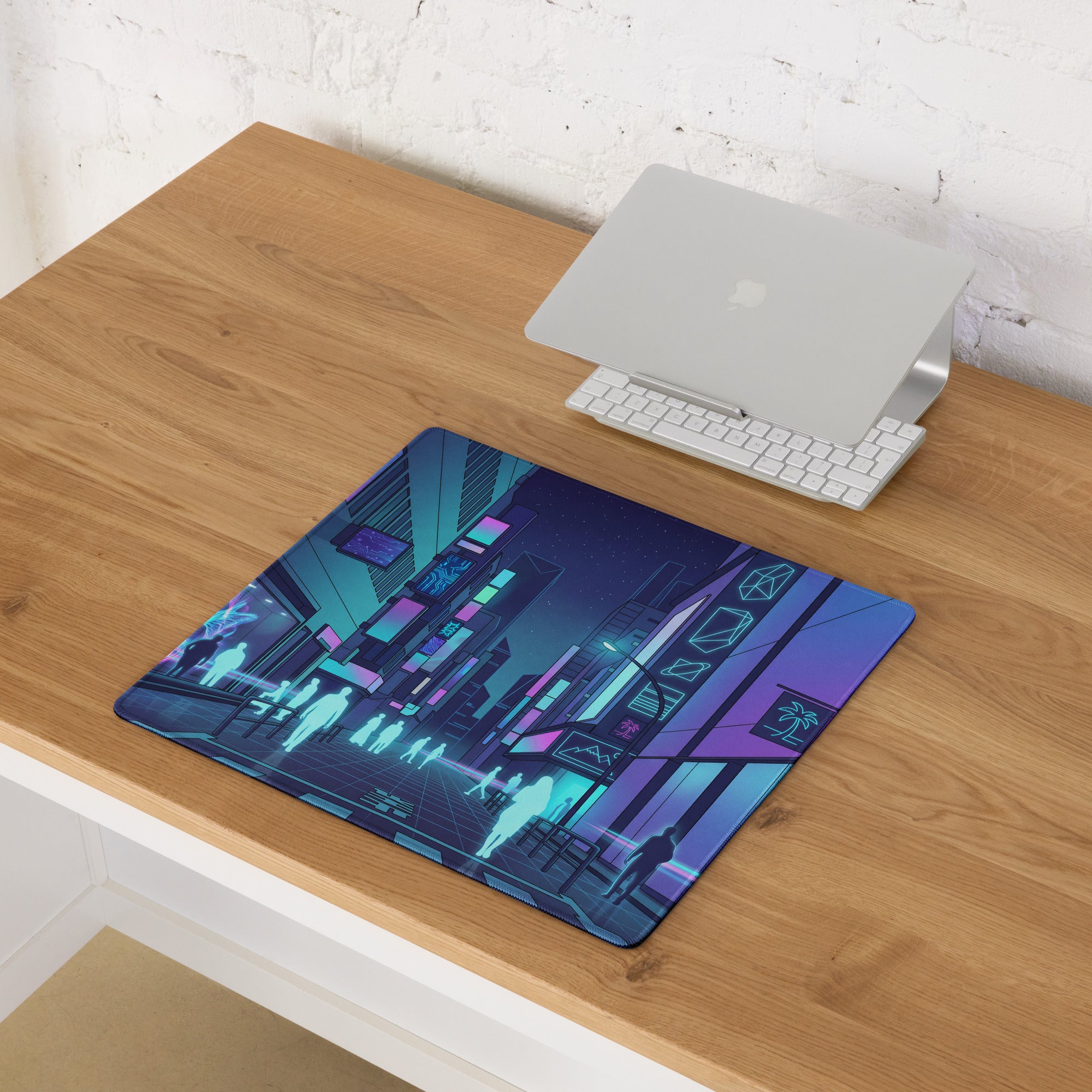 Vaporwave Neon City Mouse Pad - City Mouse Pad Purple Blue Desk Vaporwave Nostalgic Neon Chic Desk Decor Digital Art