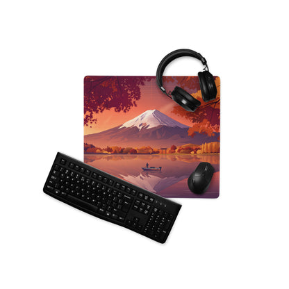 Vaporwave Landscape Mouse Pad - Mountain Scene Orange Purple For Gaming Desk Retro Vaporwave Mood Landscape Art Digital