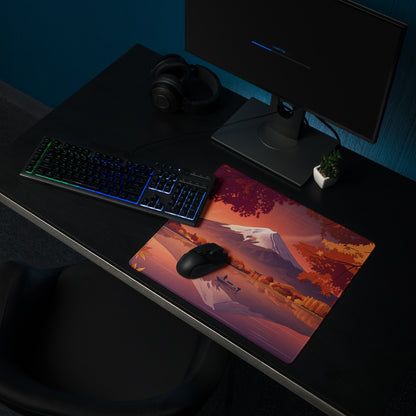 Vaporwave Landscape Mouse Pad - Mountain Scene Orange Purple For Gaming Desk Retro Vaporwave Mood Landscape Art Digital