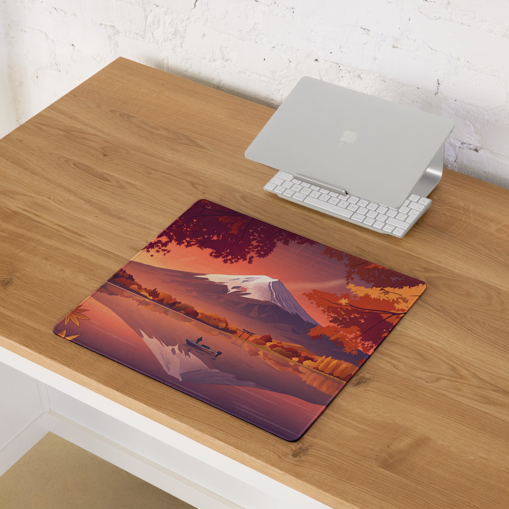 Vaporwave Landscape Mouse Pad - Mountain Scene Orange Purple For Gaming Desk Retro Vaporwave Mood Landscape Art Digital