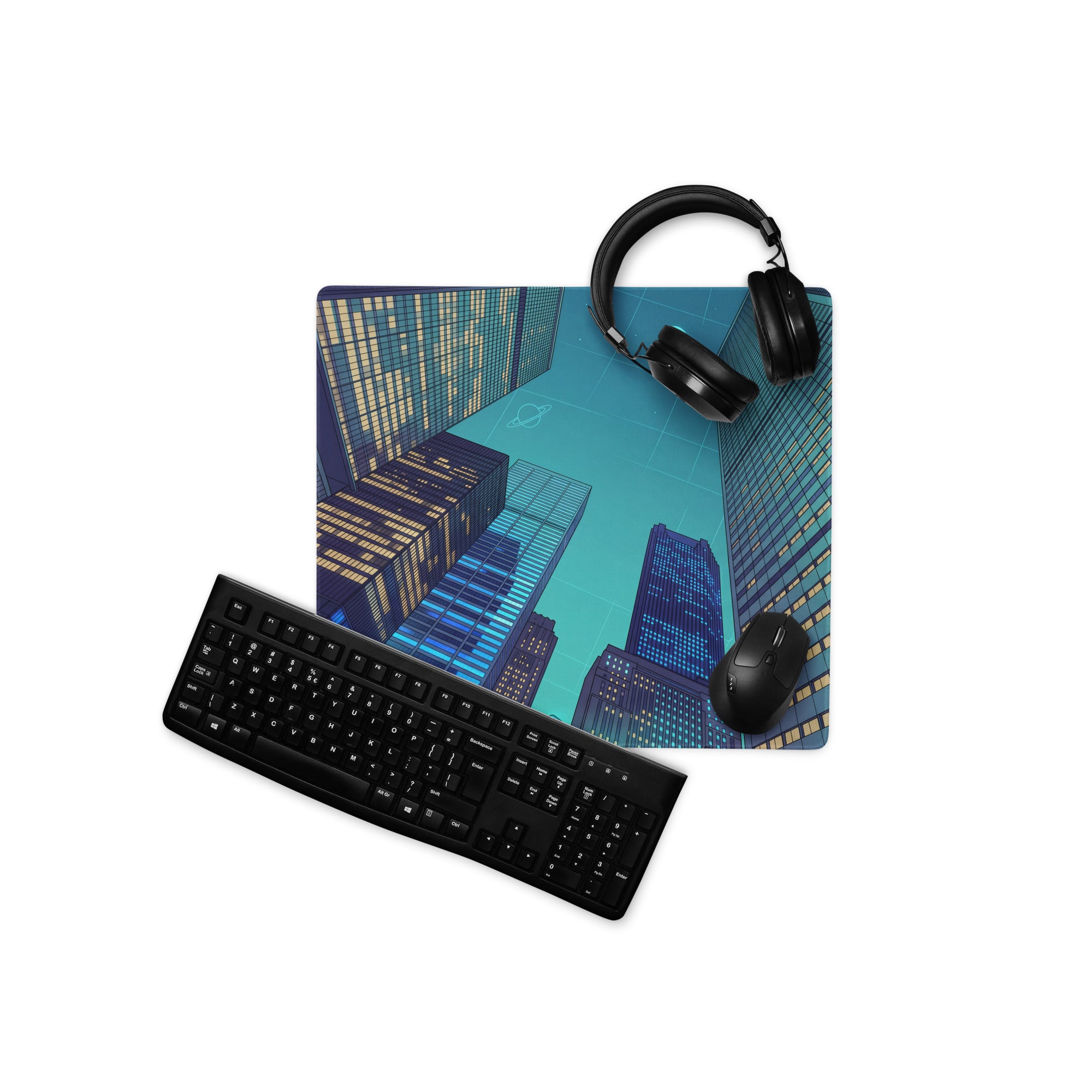 Vaporwave Cityscape Mouse Pad - Mouse Pad Neon Cyan Purple Desk Vaporwave Neon Mood Retro Decor Gaming Desk Digital Art