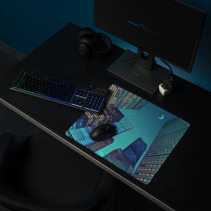 Vaporwave Cityscape Mouse Pad - Mouse Pad Neon Cyan Purple Desk Vaporwave Neon Mood Retro Decor Gaming Desk Digital Art