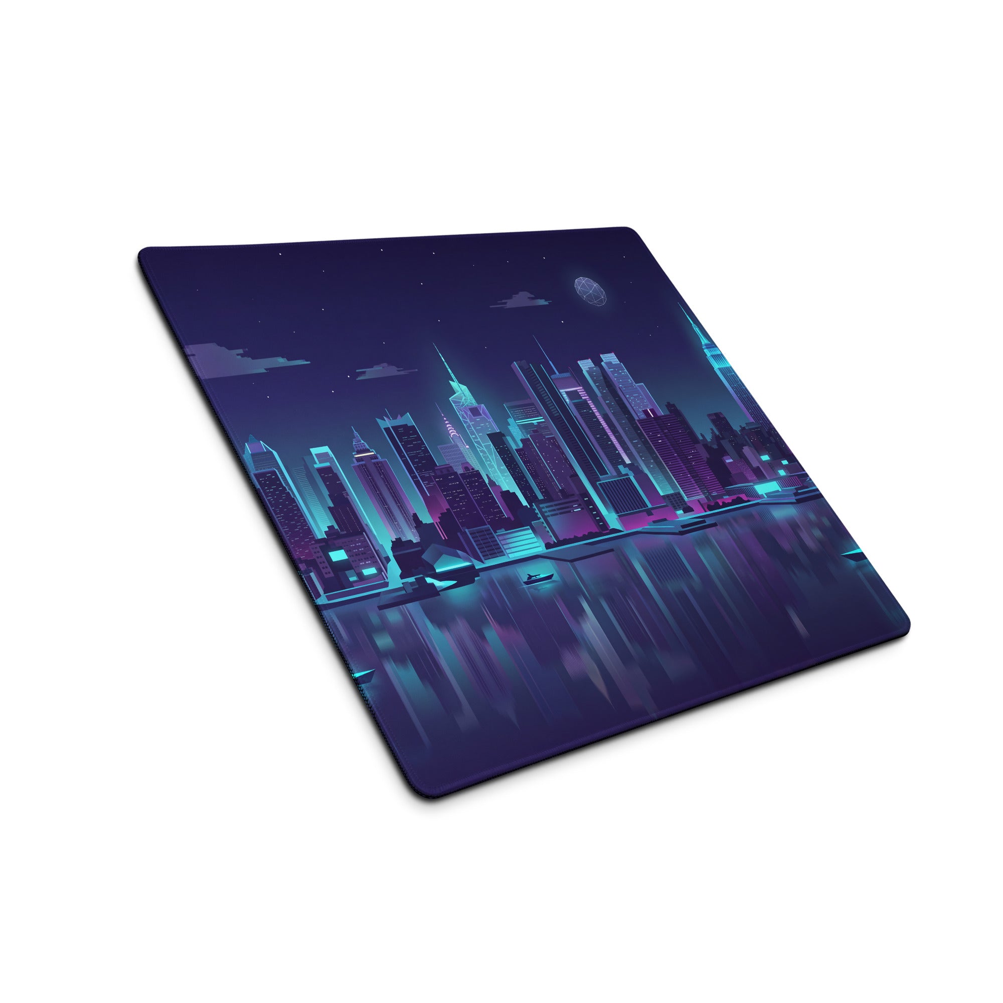 Vaporwave City Neon Night Mouse Pad - City Skyline Neon Pink Blue Gaming Nostalgic Synthwave For Gamers Digital Art