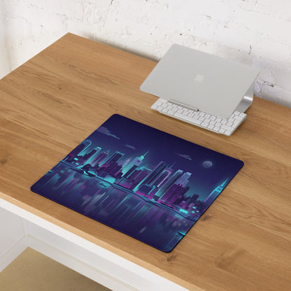 Vaporwave City Neon Night Mouse Pad - City Skyline Neon Pink Blue Gaming Nostalgic Synthwave For Gamers Digital Art