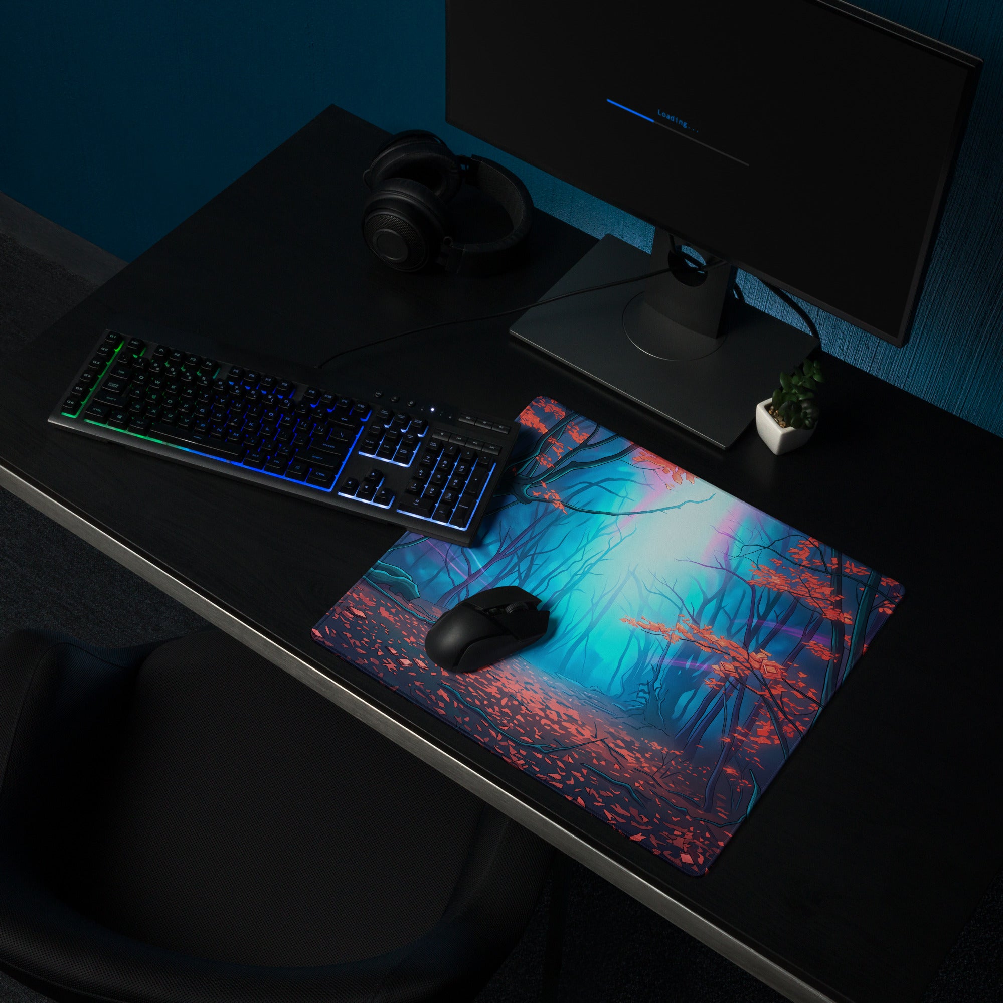 Vaporwave Forest Neon Mouse Pad - Mouse Pad Neon Blue Pink Purple For Gaming Vaporwave Desk Decor Digital Art