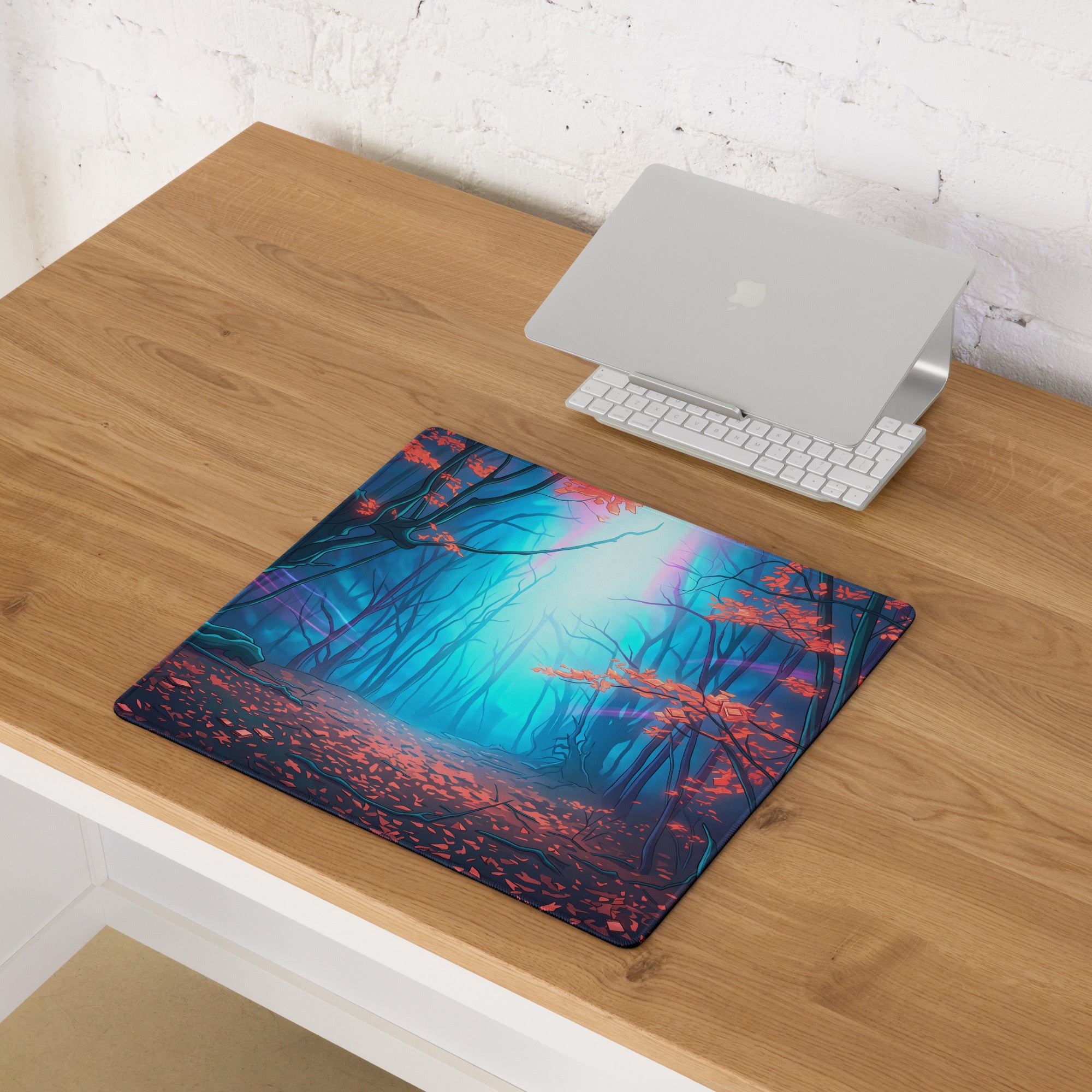 Vaporwave Forest Neon Mouse Pad - Mouse Pad Neon Blue Pink Purple For Gaming Vaporwave Desk Decor Digital Art