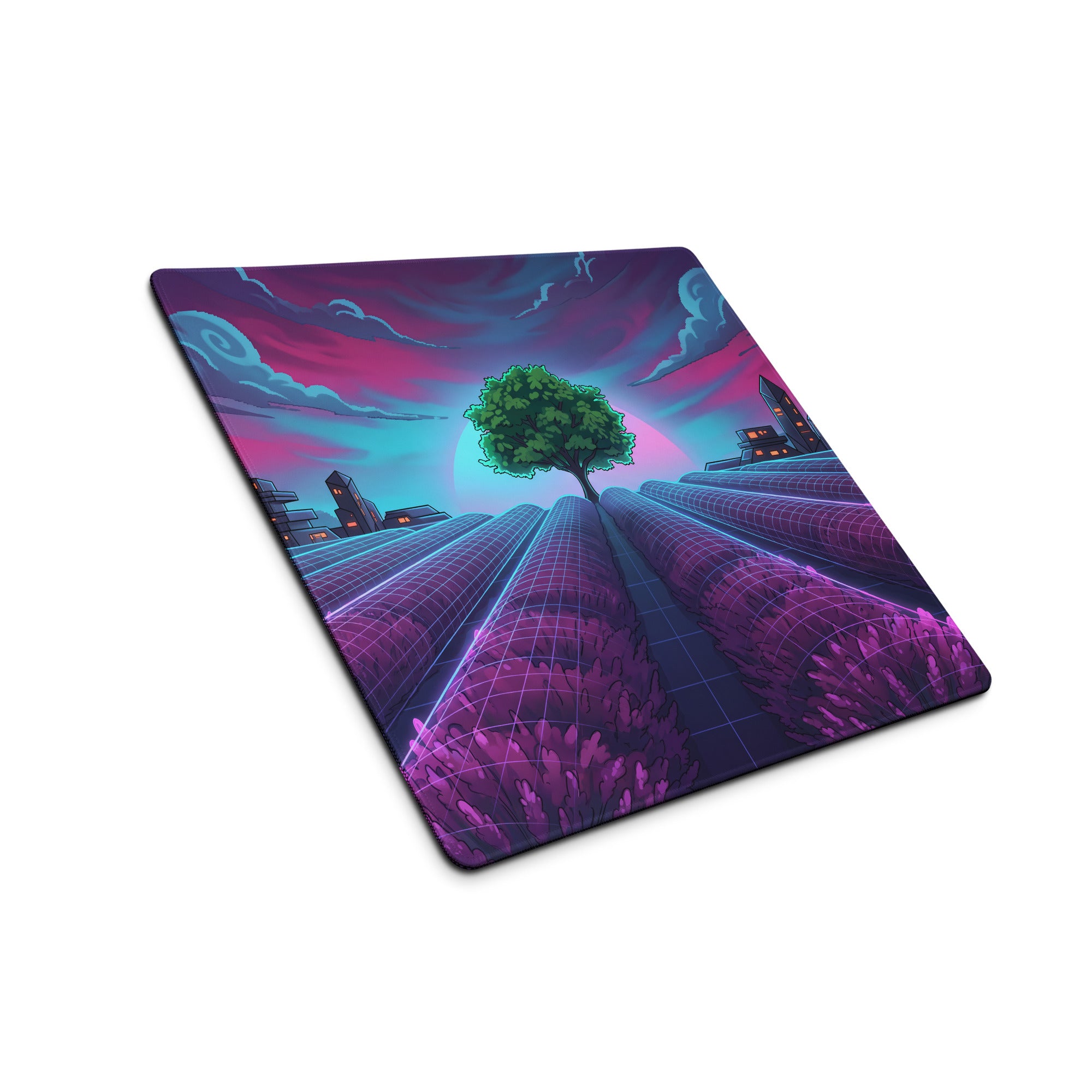 Vaporwave Neon City Mouse Pad - Mouse Pad Neon Purple Pink Blue For Gaming Desk Vaporwave Retro Futurism Digital Art