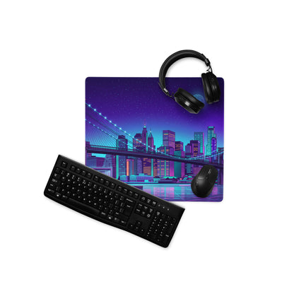 Vaporwave Neon City Mouse Pad - Mouse Pad Purple Blue Desk Gaming Vaporwave Dreamy Neon Cyberpunk Digital Art
