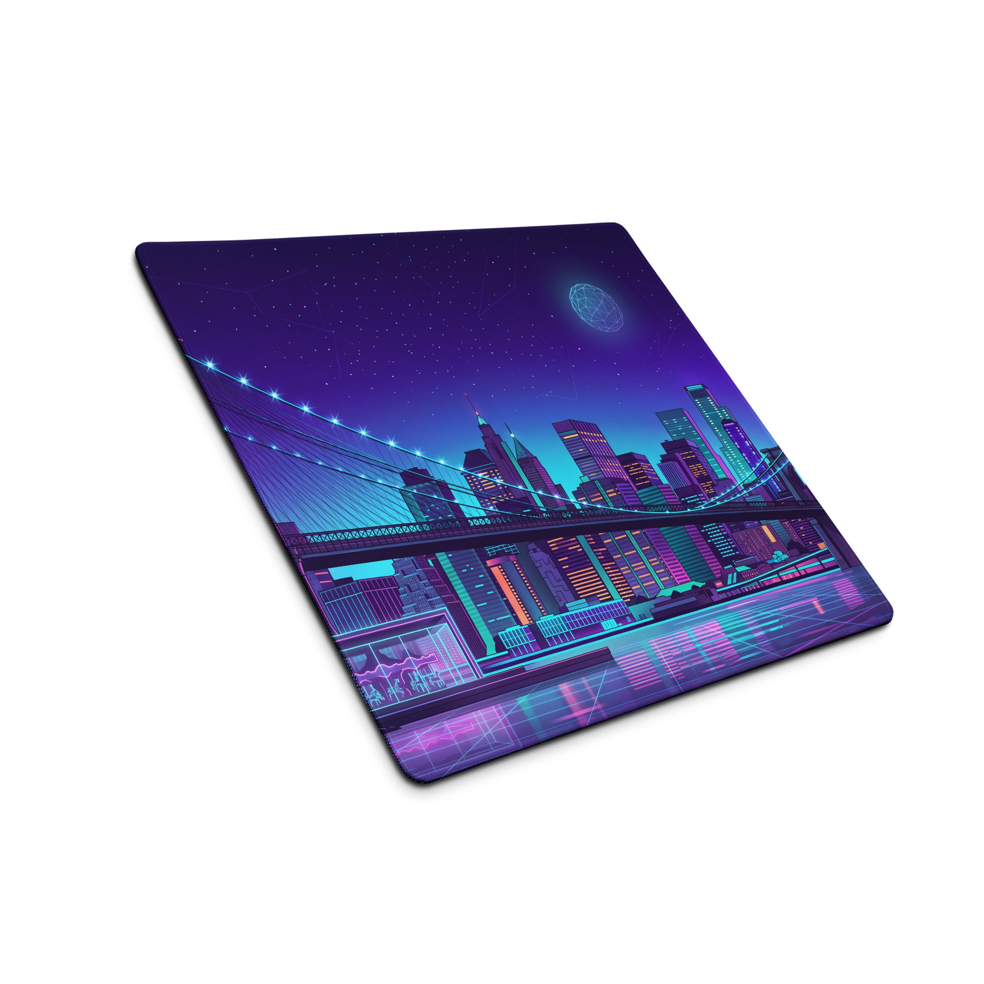 Vaporwave Neon City Mouse Pad - Mouse Pad Purple Blue Desk Gaming Vaporwave Dreamy Neon Cyberpunk Digital Art
