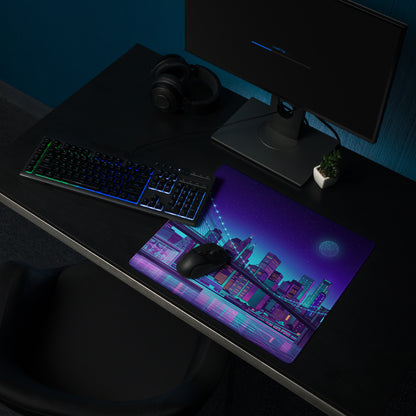 Vaporwave Neon City Mouse Pad - Mouse Pad Purple Blue Desk Gaming Vaporwave Dreamy Neon Cyberpunk Digital Art