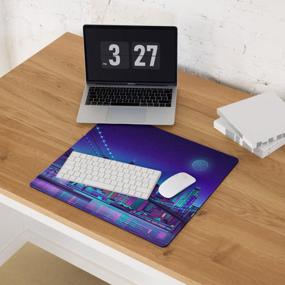 Vaporwave Neon City Mouse Pad - Mouse Pad Purple Blue Desk Gaming Vaporwave Dreamy Neon Cyberpunk Digital Art