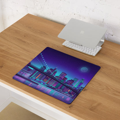 Vaporwave Neon City Mouse Pad - Mouse Pad Purple Blue Desk Gaming Vaporwave Dreamy Neon Cyberpunk Digital Art