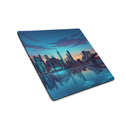 Neon Cityscape Vaporwave Mouse Pad - Cityscape Blue Purple Pink Desk Gaming Vaporwave Retro Neon Mood Synthwave Decor
