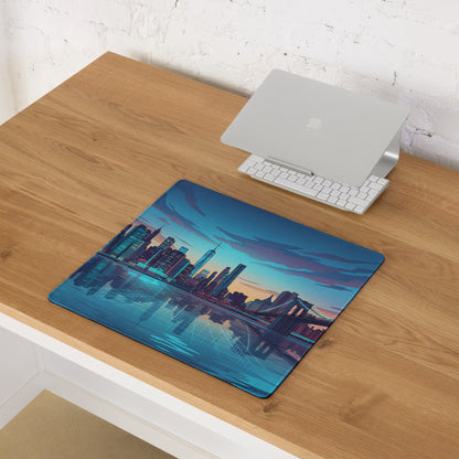 Neon Cityscape Vaporwave Mouse Pad - Cityscape Blue Purple Pink Desk Gaming Vaporwave Retro Neon Mood Synthwave Decor