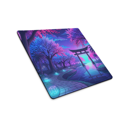 Vaporwave Nightscape Mouse Pad - Neon Pink Purple Blue Desktop Vaporwave Mood Futurism Decor Gaming Desk Mat Digital Art