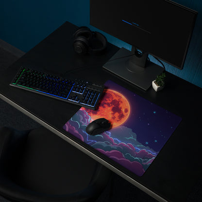 Vaporwave Cosmos Gaming Mouse Pad - Cosmic Planet Purple Orange Desk Vaporwave Nostalgic Neon Gaming Setup Digital Art