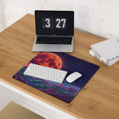 Vaporwave Cosmos Gaming Mouse Pad - Cosmic Planet Purple Orange Desk Vaporwave Nostalgic Neon Gaming Setup Digital Art