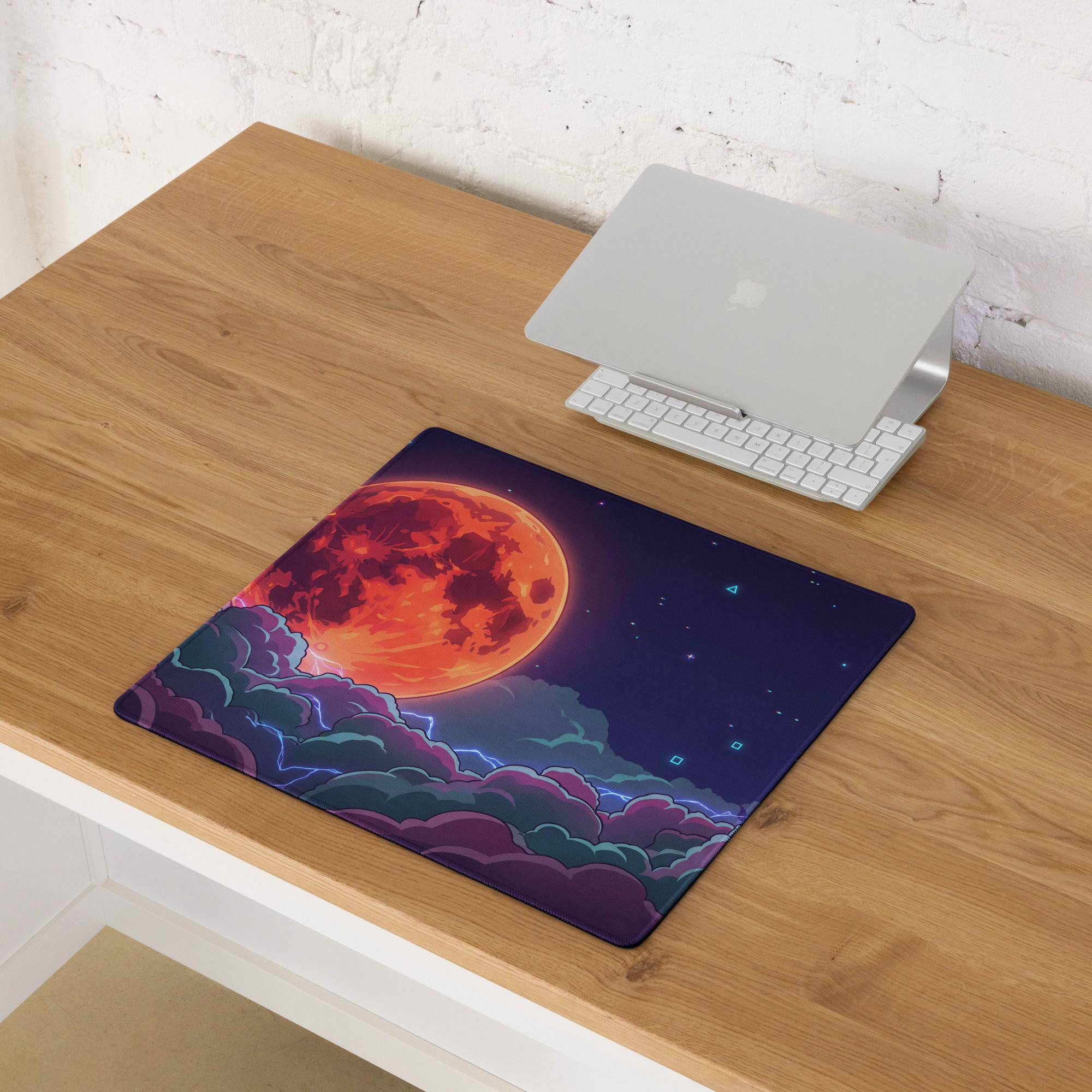 Vaporwave Cosmos Gaming Mouse Pad - Cosmic Planet Purple Orange Desk Vaporwave Nostalgic Neon Gaming Setup Digital Art
