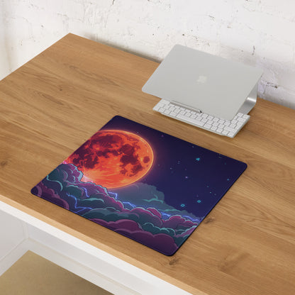 Vaporwave Cosmos Gaming Mouse Pad - Cosmic Planet Purple Orange Desk Vaporwave Nostalgic Neon Gaming Setup Digital Art