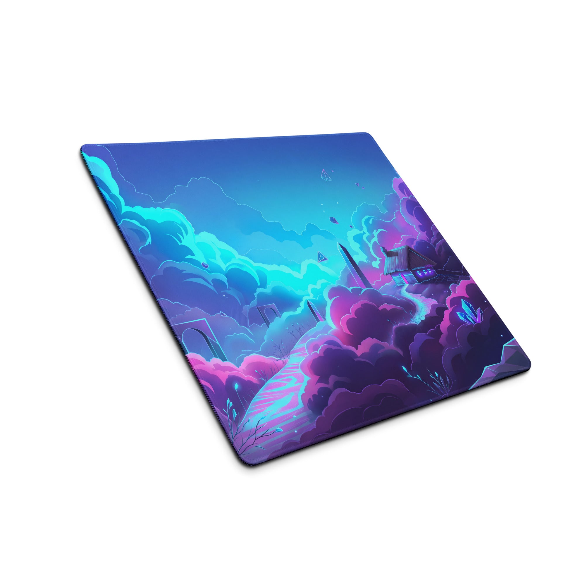 Vaporwave Neon Gaming Mouse Pad - Gaming Mouse Pad Neon Blue Pink Purple Gradient Desk Setup Vaporwave Dreamy Synthwave
