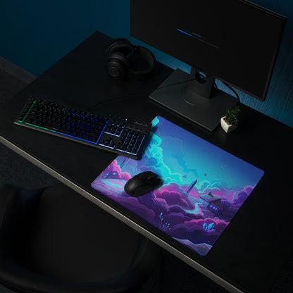 Vaporwave Neon Gaming Mouse Pad - Gaming Mouse Pad Neon Blue Pink Purple Gradient Desk Setup Vaporwave Dreamy Synthwave