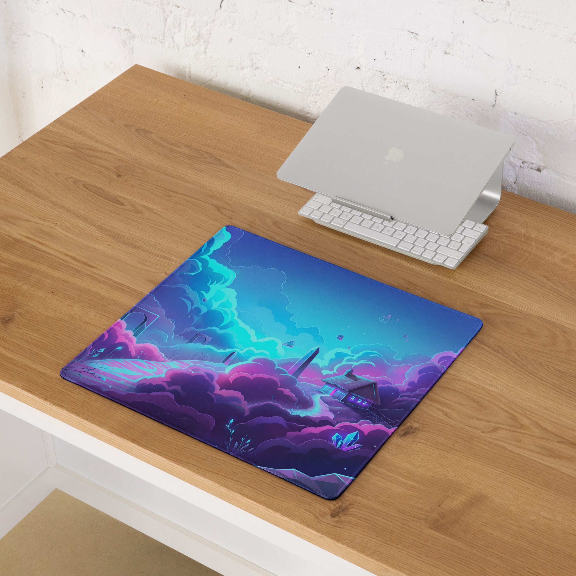 Vaporwave Neon Gaming Mouse Pad - Gaming Mouse Pad Neon Blue Pink Purple Gradient Desk Setup Vaporwave Dreamy Synthwave