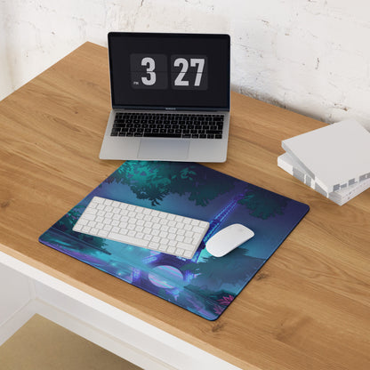 Neon Paris Vaporwave Mouse Pad - Mouse Pad Neon Blue Purple Teal Desk Vaporwave Dreamy Nostalgia Retro Futuristic