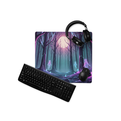 Neon Forest Vaporwave Mouse Pad - Mouse Pad Neon Purple Pink Cyan Desk Vaporwave Dreamy Mood Cyberpunk Decor Digital Art